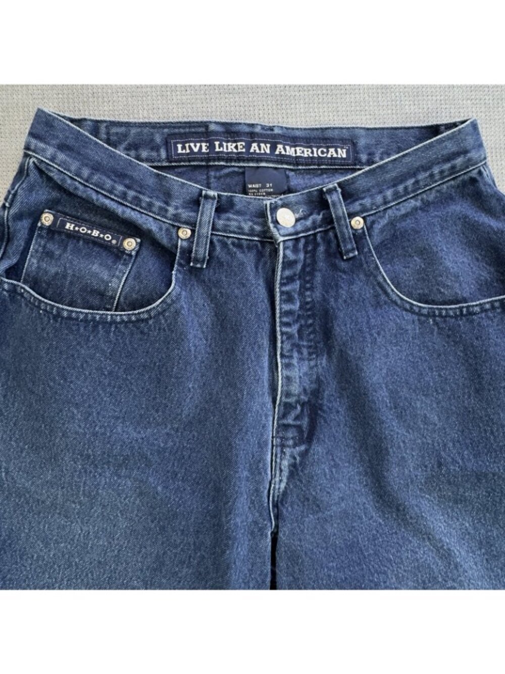 Vtg HOBO Live Like An American Jean Shorts Mens Size 31 Denim Loose Fit Blue - Picture 3 of 14